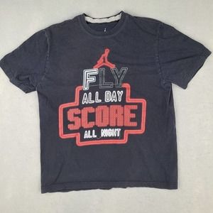 Jumpman Michael Jordan T-Shirt Boys Teen Large Black Fly All Day Score All Night